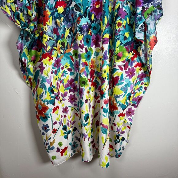 Winlar Kimono House Dress Colorful Floral Watercolor One Size Fits Most - Picture 10 of 12